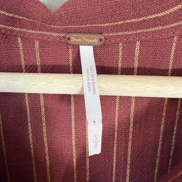 Free People Audrey Stripe Midi Dress Women's Small Red Button Up Collared Boho - Picture 8 of 15